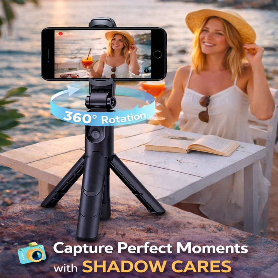 360° Rotation Camera Holder Tripod Stand – Adjustable Mobile Tripod for Video Recording, Vlogging & Live Streaming | Shadow CARES