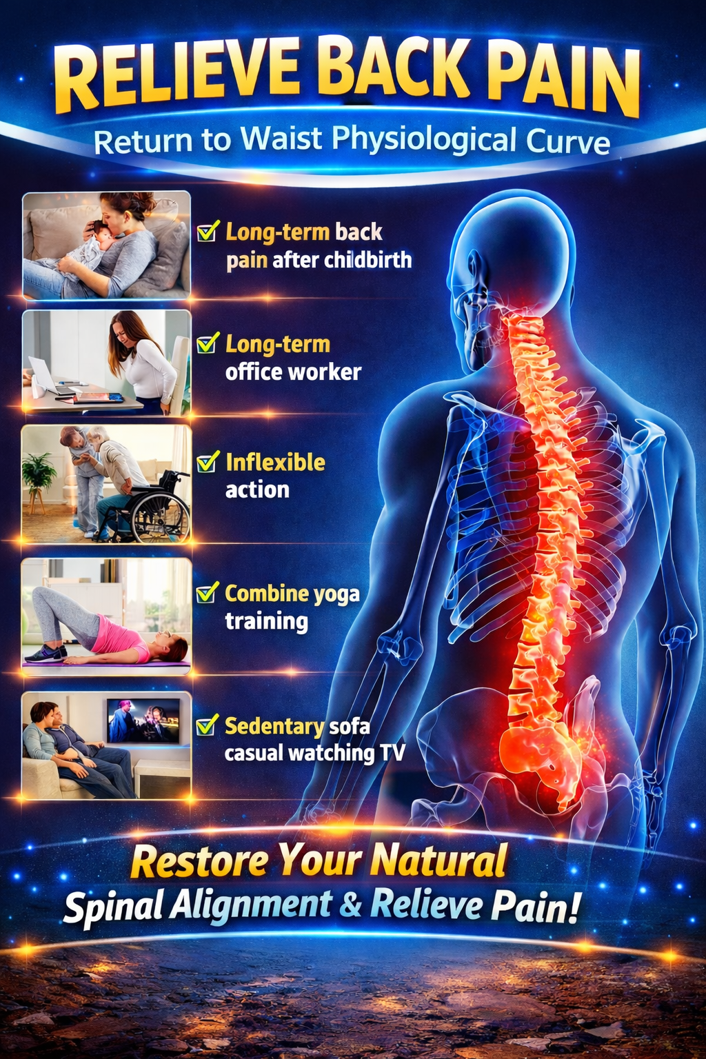 Multi-Level Adjustable Spine Deck Back Stretcher – Lumbar Support & Natural Pain Relief Device