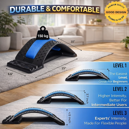 Multi-Level Adjustable Spine Deck Back Stretcher – Lumbar Support & Natural Pain Relief Device