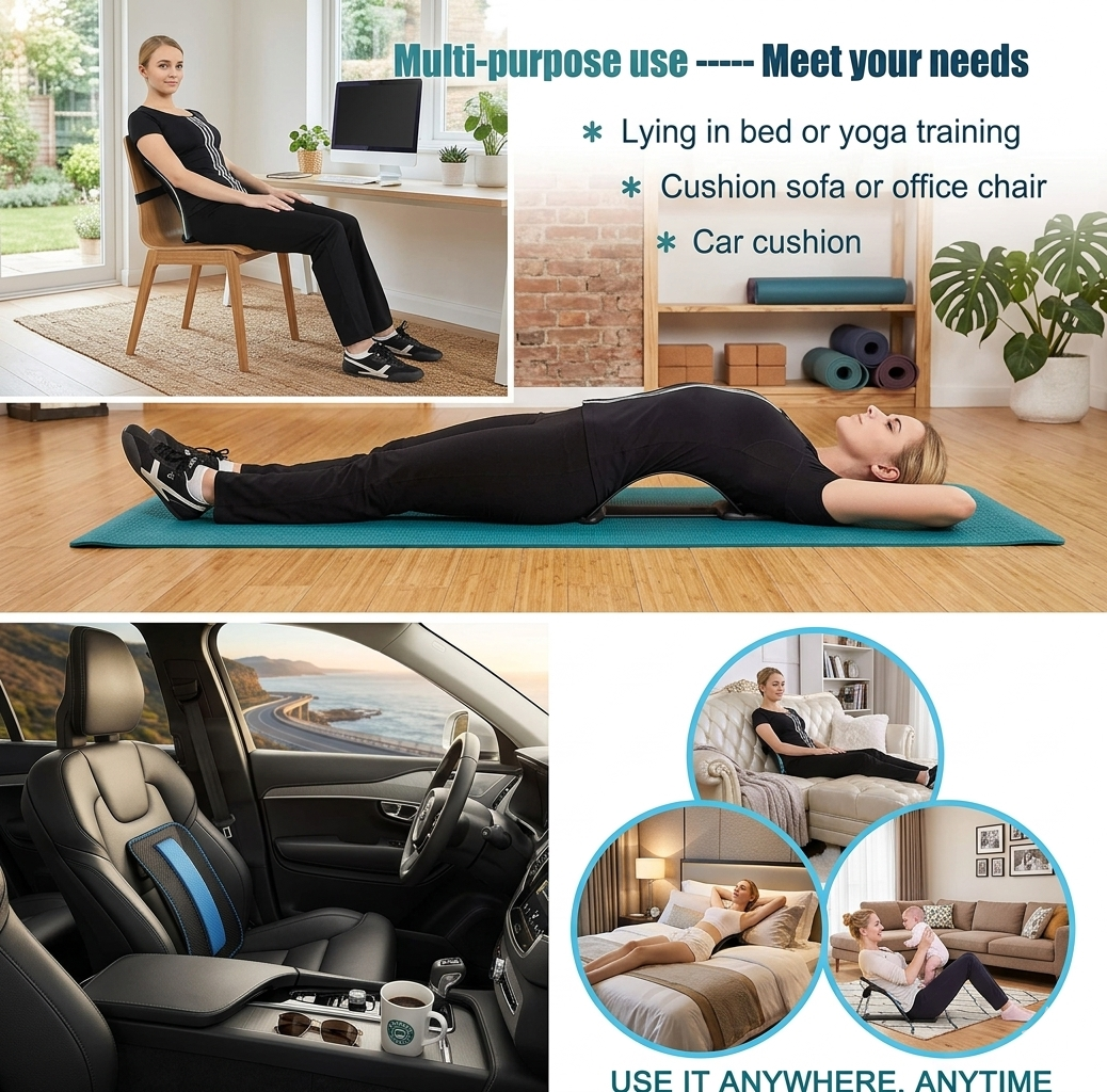 Multi-Level Adjustable Spine Deck Back Stretcher – Lumbar Support & Natural Pain Relief Device
