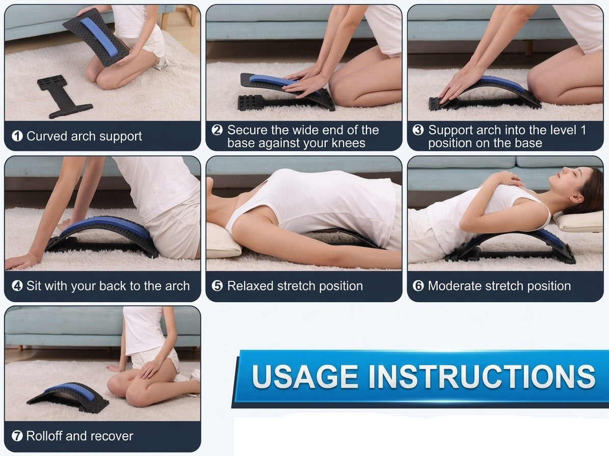 Multi-Level Adjustable Spine Deck Back Stretcher – Lumbar Support & Natural Pain Relief Device